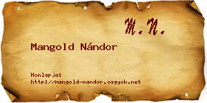 Mangold Nándor névjegykártya